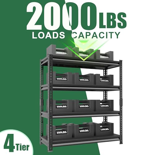 48" W Garage Shelving Heavy Duty (Black / 48”W x 16”D x 72”H)