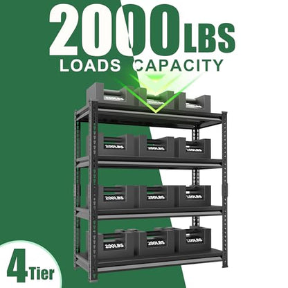 48" W Garage Shelving Heavy Duty (Black / 48”W x 16”D x 72”H)