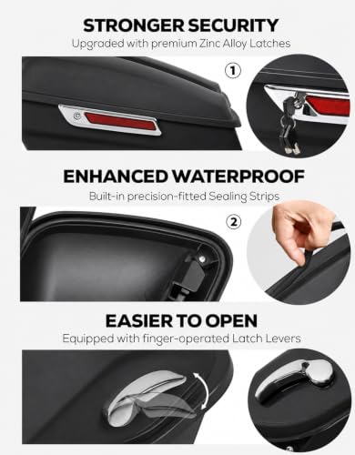 Motorcycle 5" Stretched Saddlebags Fit For Harley Touring 2014 (5" Stretched-Matte Black)