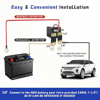 3 8" Side Post Remote Battery Disconnect Switch 12V Battery Kill Switch for Car Truck UTV ATV Marine On (200A 3/8"Side Post Remote Disconnect Switch)