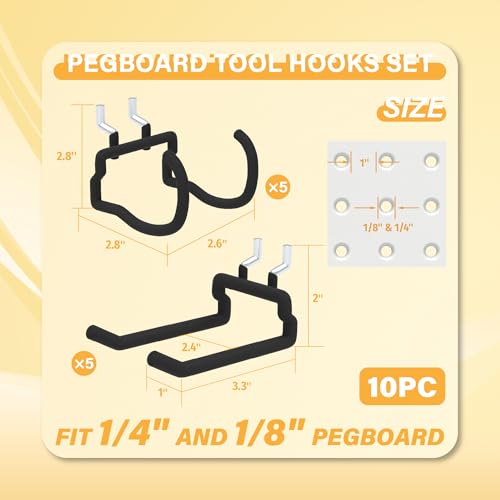 10PC Heavy Duty Pegboard Hooks for 1 (10PC)
