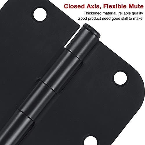Rounded Matte Black Door Hinges 3.5 Inch 5 (Matte Black-Rounded / 30 Pack-no squeak)