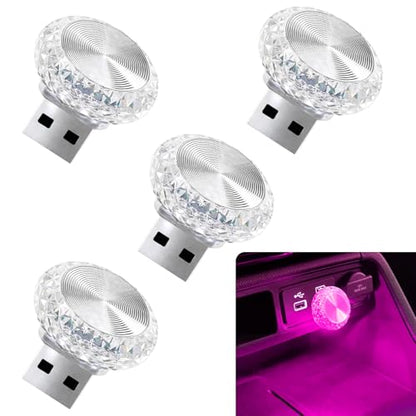 4PCS USB LED Car Interior Atmosphere Lamp (Pink Purple)