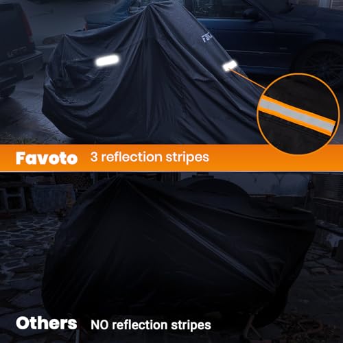 Motorcycle Cover Waterproof Outdoor All Weather Protection (Black & Silver / 96.5")