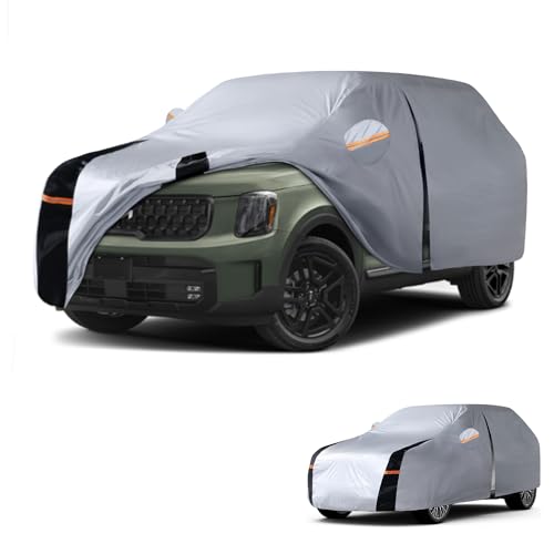 Multi Layer Car Cover Custom Fit for Kia Telluride (W.Custom Fit Kia Telluride / White Car Cover)