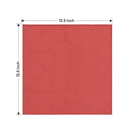 Red Microfiber Cleaning Cloth 50 Pack (Red / 12.5 x 12.5 Inch)