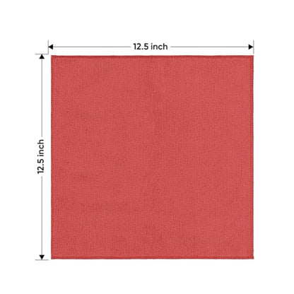 Red Microfiber Cleaning Cloth 50 Pack (Red / 12.5 x 12.5 Inch)