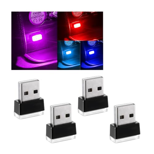 4 PCS USB LED Car Interior Atmosphere Lamp (Blue+Ice Blue+Red+Purple)