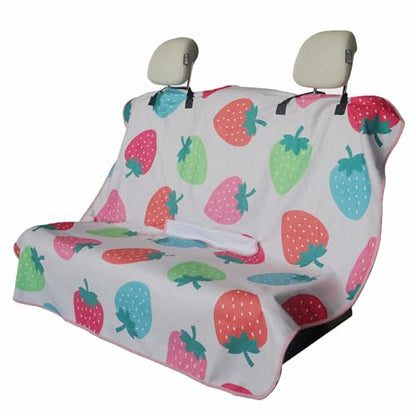 Back Seat Cover for Car Trucks Van SUV Jeep (Rear Bench Seat Towel / Strawberry)