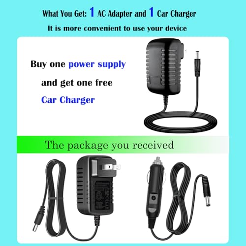 14V 0.85A Adapter + Car Charger for Halo Bolt Air+ 1750 57720 58830 55500