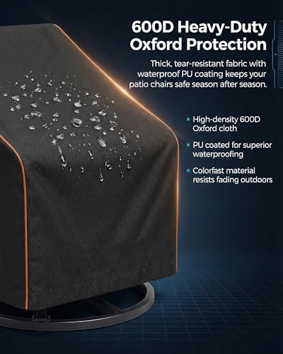 Outdoor Waterproof Patio Chair Covers (Black / 28W x 35D x 36H)