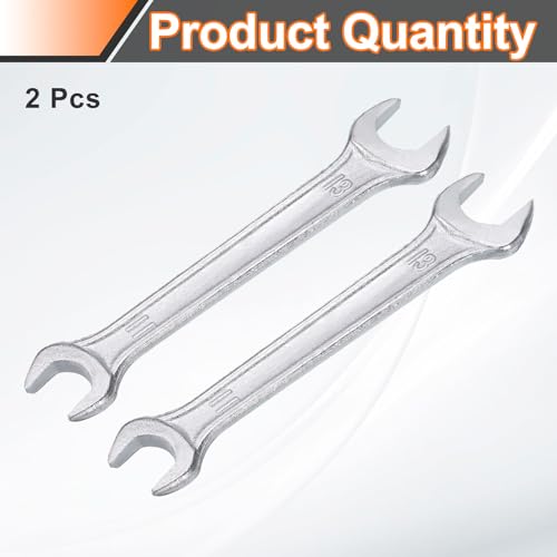 2pcs Double Open End Wrench 11mm x 13mm Metric 15 Degree Offset Angle Small Flat Head Wrench Galvanizing Open Ended Spanner for Automotive Repair Furniture Assembly (11mm x 13mm)
