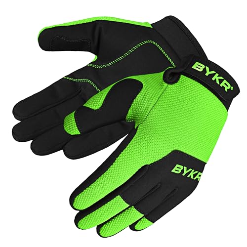 All Weather Motorcycle Gloves for Men & Women (Fluorescent Green / XX-Large)