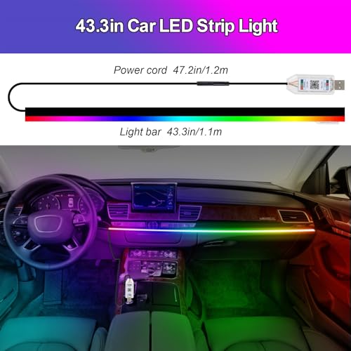 43.3in Acrylic LED Lights for Car (1 in 1 (1*43.3in))