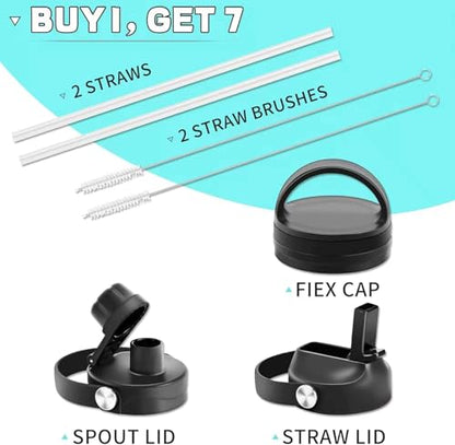 Water Bottle Wide Mouth Stainless Steel Vacuum Insulated Double Wall Keep Liquids Cold or Hot All Day (Dark Green / 40 Ounces)