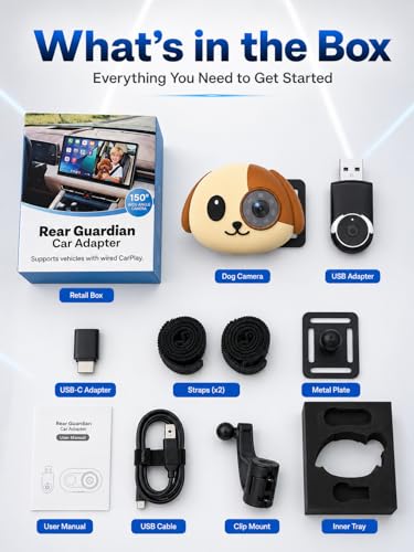 Wireless CarPlay Baby Car Camera Night Vision Split Screen 1080P HD Puppy