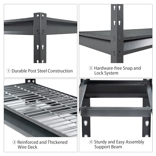 The Atlas 72" W Heavy Duty Garage Shelving Load 8000 Lbs (Grey / 72”W x 24”D x 72”H, 8000lbs)