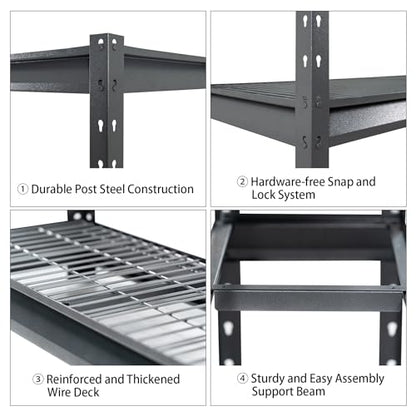 The Atlas 72" W Heavy Duty Garage Shelving Load 8000 Lbs (Grey / 72”W x 24”D x 72”H, 8000lbs)
