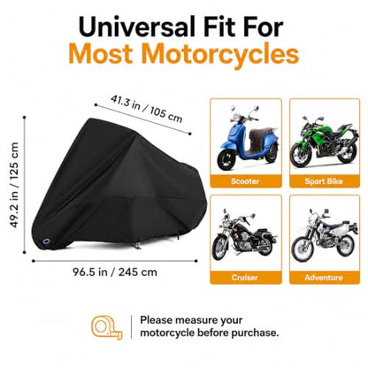 Motorcycle Cover All Season Universal Weather Waterproof Motorbike Cover with Lock (XXL)