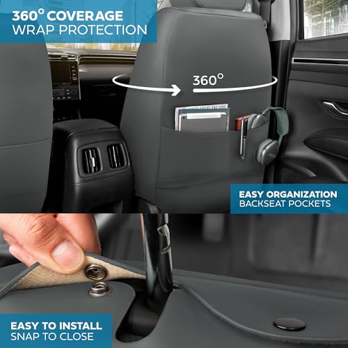 Curated Ashen Napa Leather Seat Covers for Cars & SUVs (Gray (Ashen) / Front Seats)