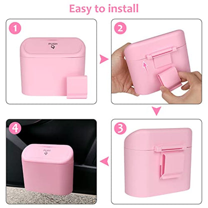 Car Trash Can with Lid (Pink, Pink)