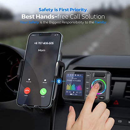 Bluetooth Car Adapter with Large Color Screen (Black)