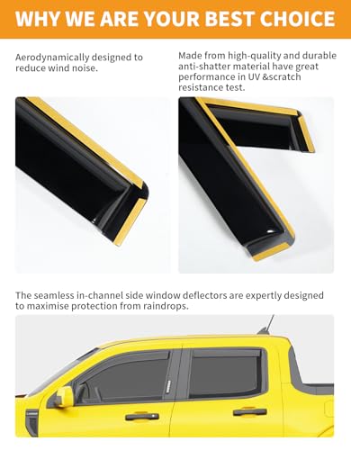 in Channel Window Visors Rain Guards for Ford Maverick 2022 (Fit for 2022-2026 Ford Maverick)