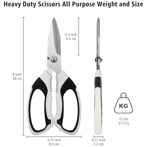 Utility Scissors All Purpose heavy duty 8 (White)