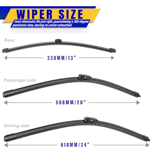 3 Wipers Fits BMW X2 2018 (24"/20"/13")