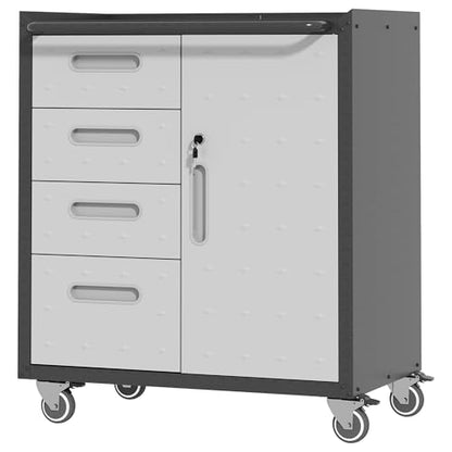 Metal Storage Cabinet for Garage (Black & Gray / M - 4 Drawers & 1 Door (Wheeled))