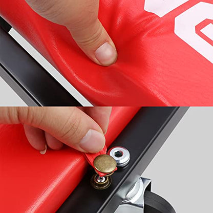 TOOLS 00192 48" 2 IN 1 Folding Rolling Garage Shop Creeper Roller Seat (Red / 48 Inches)