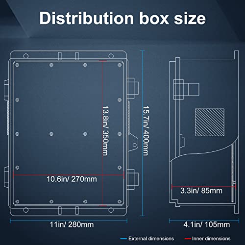 Outdoor Electrical Junction Box with High Power Outlet (16"H x 12"L x 4"W & Outlet)