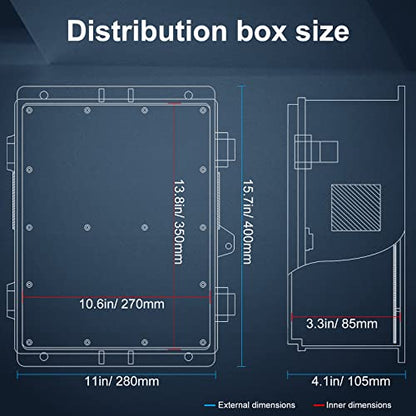 Outdoor Electrical Junction Box with High Power Outlet (16"H x 12"L x 4"W & Outlet)