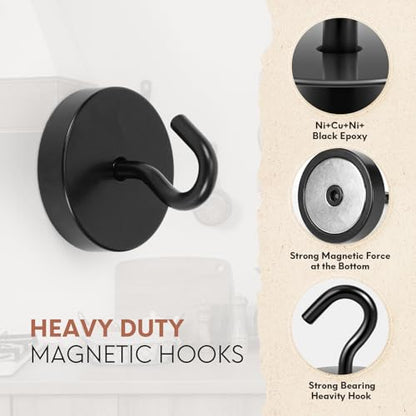 Magnetic Hooks Steel Tube Design for Cruise (Black / 100lb Magnetic Hooks)