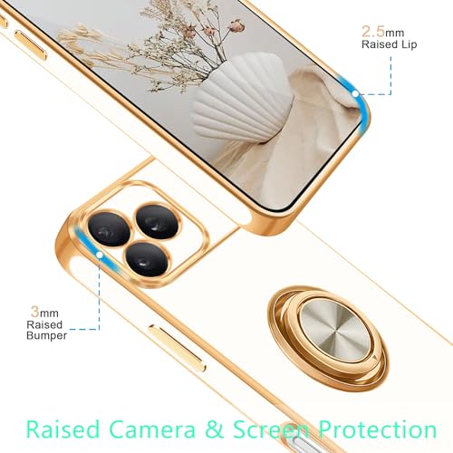 for iPhone 17 Pro Case 360° Rotatable Ring Holder Kickstand Shiny (For iPhone 17 Pro(6.3 inch,2025) / B-White)