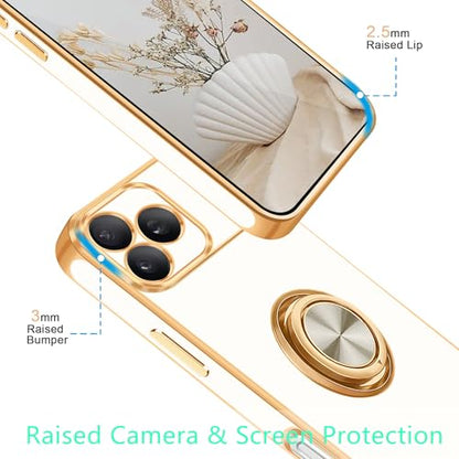 for iPhone 17 Pro Case 360° Rotatable Ring Holder Kickstand Shiny (For iPhone 17 Pro(6.3 inch,2025) / B-White)