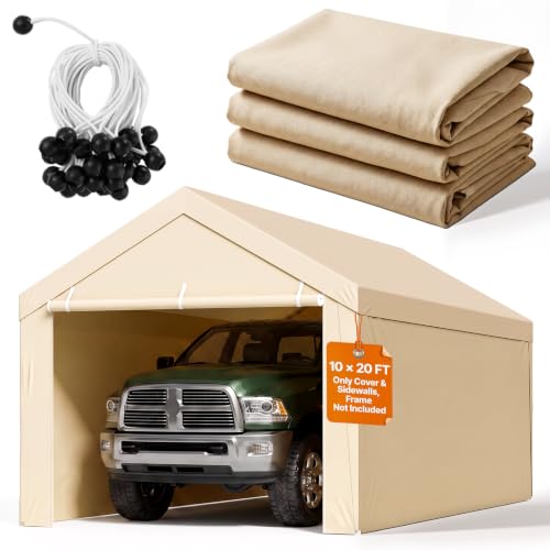 Carport Replacement Canopy Cover (Beige / 10x20ft)