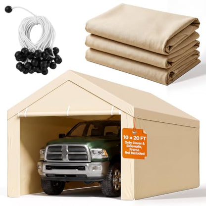 Carport Replacement Canopy Cover (Beige / 10x20ft)