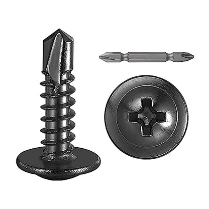 350Pcs)#8×5/8” for Sheet Metal Self-Tapping Screws 410 Black Stainless Steel Truss Head High-Strength Quick Tapping (#8X5/8" / Black)