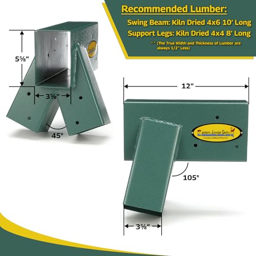 Easy 1-2-3 A-Frame 2 Brackets for Swing Set, Green (2 A-Frame Swing Set Brackets)