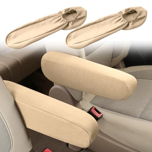 2PC Car Front Seat Armrest Covers (Beige-2PC)