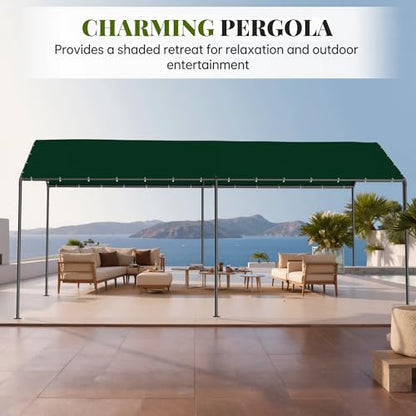 Carport 10‘ x 20’ Garage Car Canopy w (Green / 10' x 20' /no side)