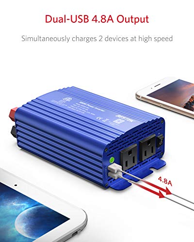 500W Power Inverter for Vehicles DC 12V to AC 110V Car Plug Adapter (Blue)