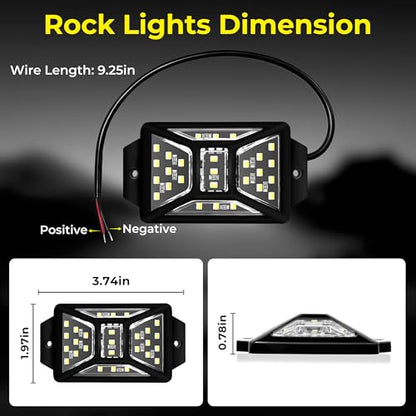 30 Pods 810 LEDs 6000K White Rock Lights with 32.8FT Extension Wire (30 Pods+11 yard wire)