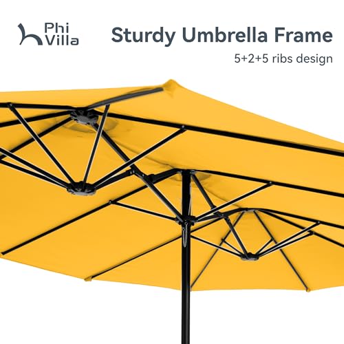 15ft Large Outdoor Patio Umbrella with Base Included (Golden Yellow)