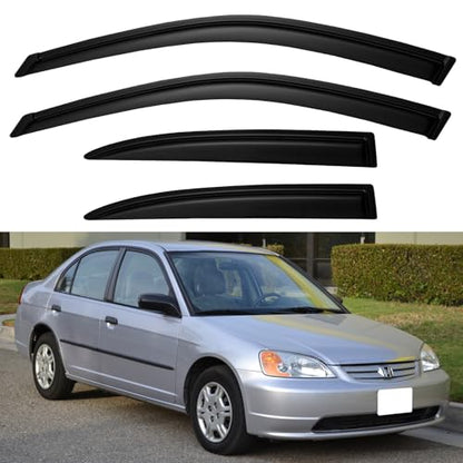Window Visors Rain Guards for Honda Civic 2001 2002 2003 2004 2005 Sedan (2001-2005 Honda Civic Sedan)
