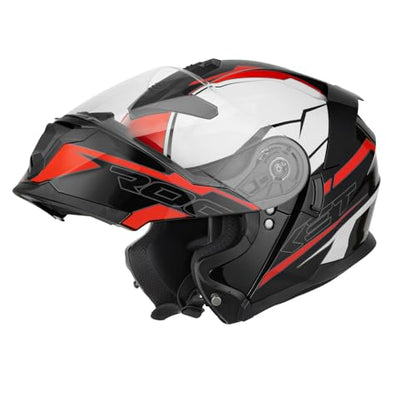 Modular Motorcycle Helmets Full Face Flip up Street Bike Motorcycle Helmet for Unisex Adult Rocket Black (Rocket Black / Large)