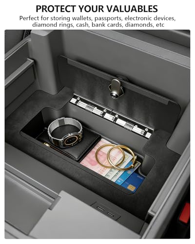 Center Console Safe Lock Box for Chevy Silverado GMC Sierra 2023 (Silverado GMC Sierra Safe Organizer)