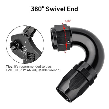 12AN 150 Degree One Piece Full Flow Hose End Fitting Swivel for CPE Braided Hose (12AN / 150 Degree)