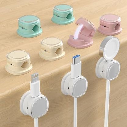 Magnetic Cable Clips (9-PCS White_Purple_Cyan_Apricot)